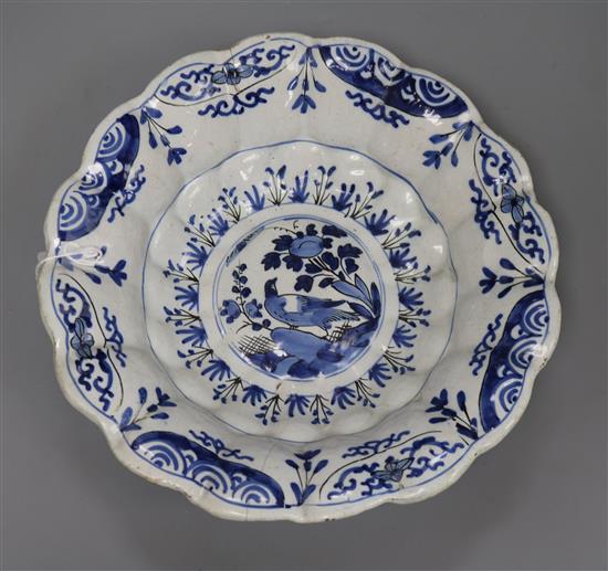 An 18th century Delft blue and white bowl diameter 29.5cm